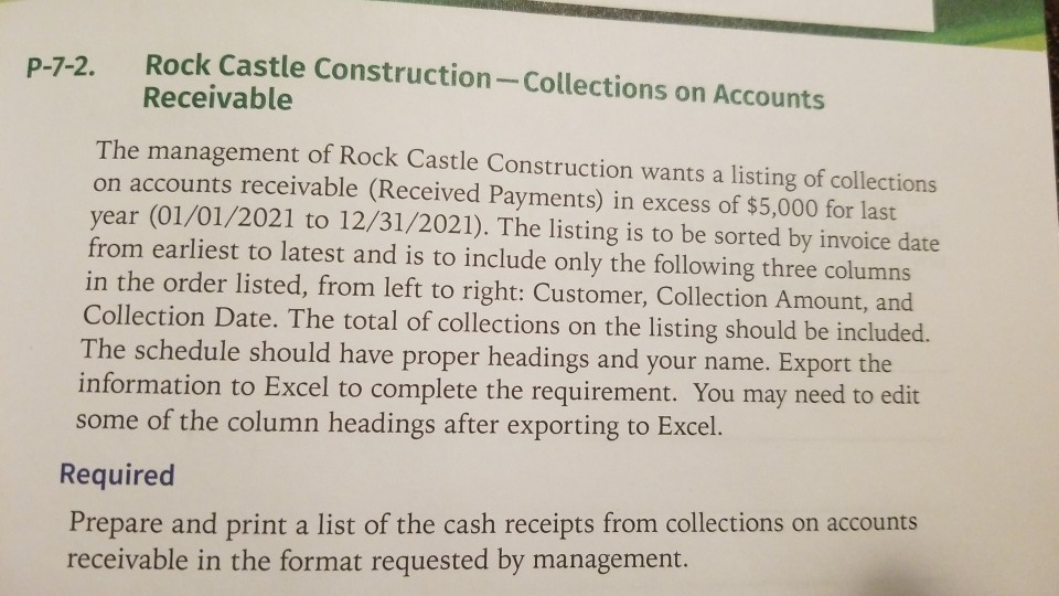 P-7-2 answer using quickbooks. i need step by step. I've been