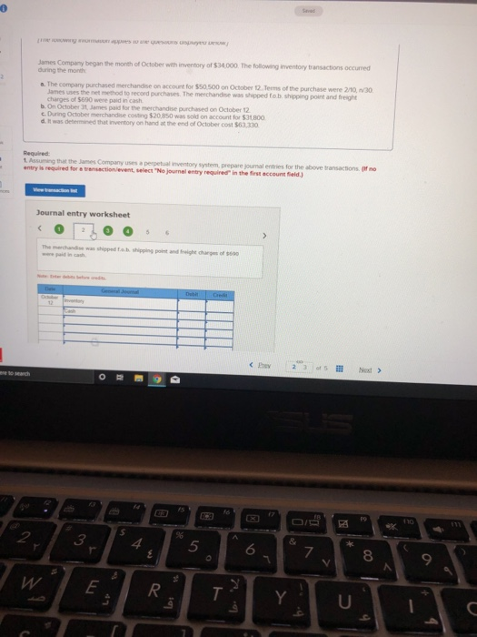 o e quessurs undyeu James Company began the month of October with