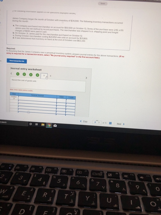 of the purchase were 2/10, n/30 James uses the net method to