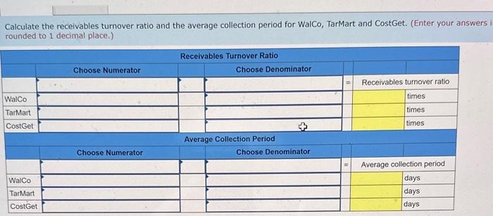 as the most efficient company Exercise 5-18 (Algo) Calculate receivables ratios (LO5-8)