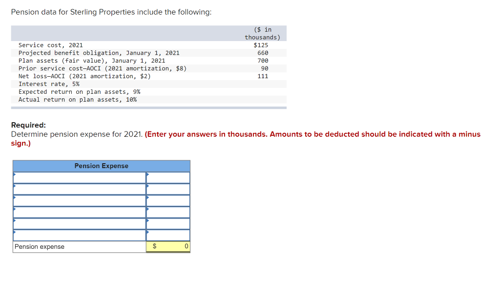 AVAILABLE ACCOUNTS FOR THIS ASSIGNMENT Pension data for Sterling Properties include