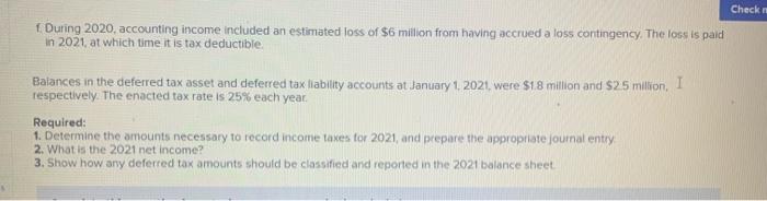 pretax accounting income of $92 million for 2021. The following information relates