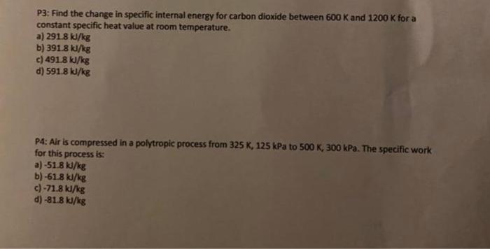 thermodynamics course ( solve for both with good explaination) P3: Find the