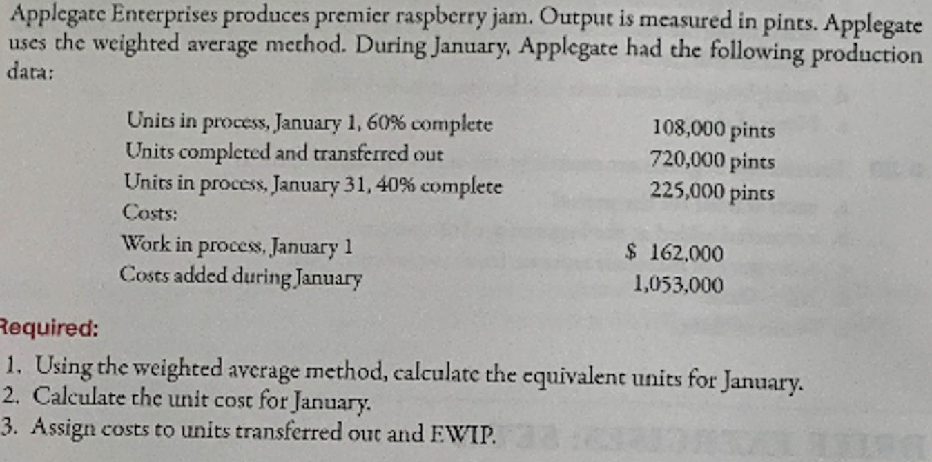 Please I need help with this question Applegate Enterprises produces premier raspberry