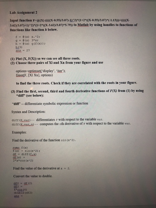  Please show the steps done in matlab Lab Assignment 2 3.62)/3.07)+1)2)