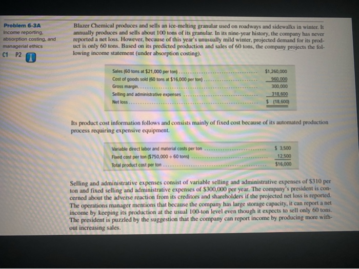  please answer questions one and two for 6-3A Problem 6-3A Income