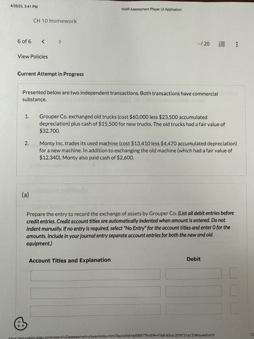 Please help. Presented below are two independent transactions. Both transactions have commercial