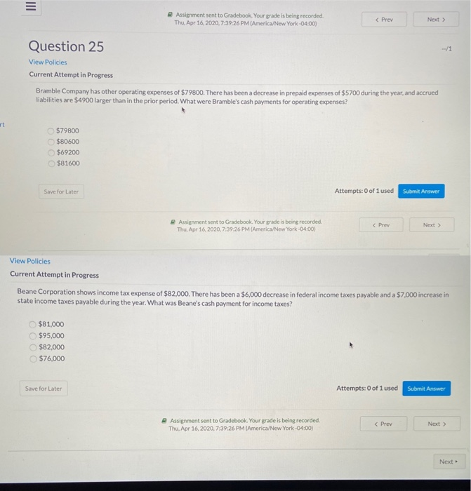  Assignment sent to Gradebook. Your grade is being recorded. Thu, Apr