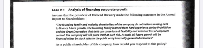 please answer this question in a "memo" format Case 9-1 Analysis of