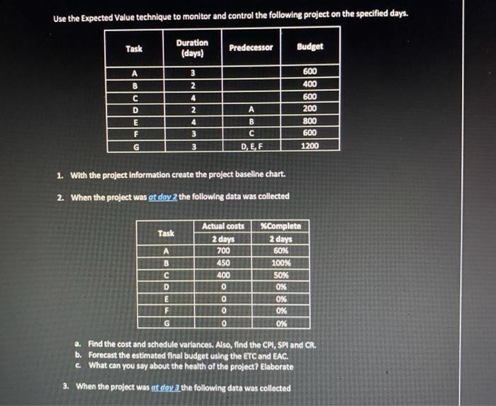 please answer and show work for the entire question Use the Expected