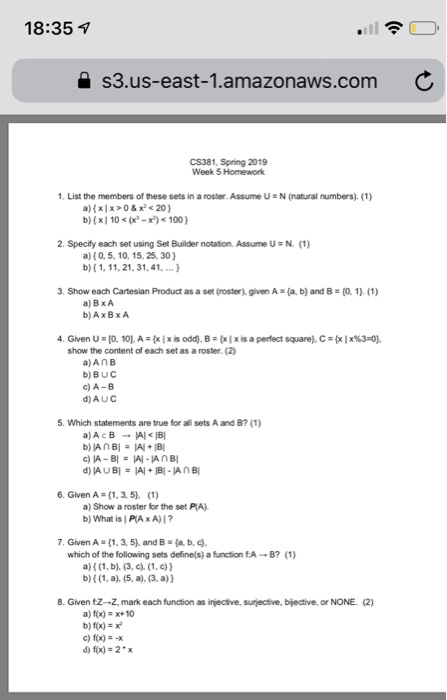 of a set with itself O ordered list of values O set