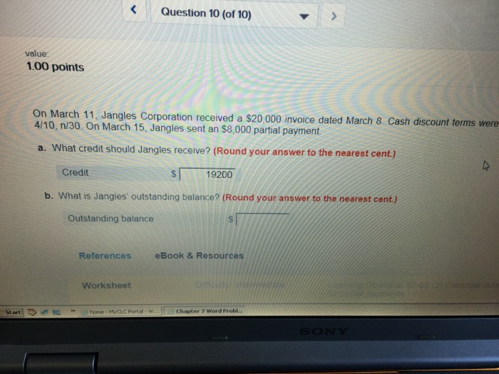  On March 11, Jangles received a $20,000 invoice dated March 8.