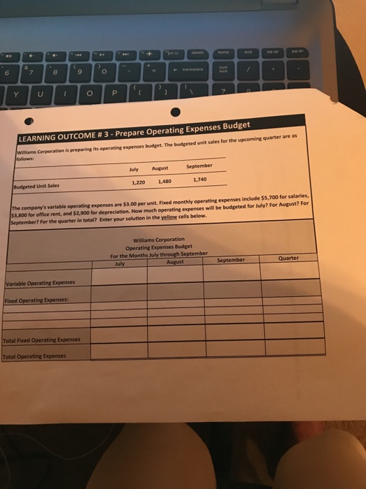  6 8 9 LEARNING OUTCOME # 3-Prepare Operating Expenses Budget The