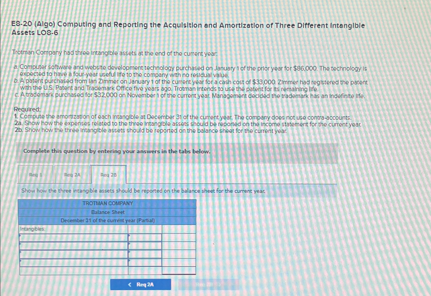  E8-20(Algo) Computing and Reporting the Acqulsitlon and Amortization of Three Different