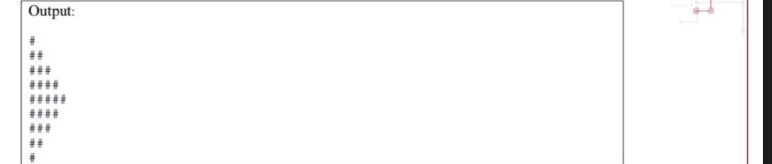  Wrte the c code for the followng output Output: # #