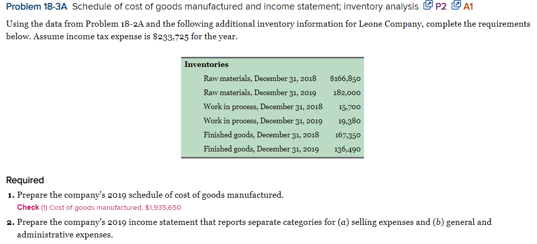 the information required to answer P18-3A from P18-2A. Please let me know