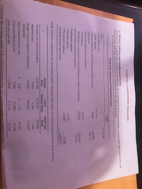 CHAPTER 4 HOMEWORK PROBLEMS parts, and Smith Tool Co. is a