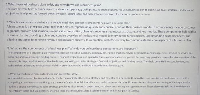 please respond to this student about their post 1.What types of business