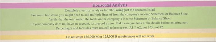 millions, except per share data) Horizontal Analysis Complete a vertical analysis for