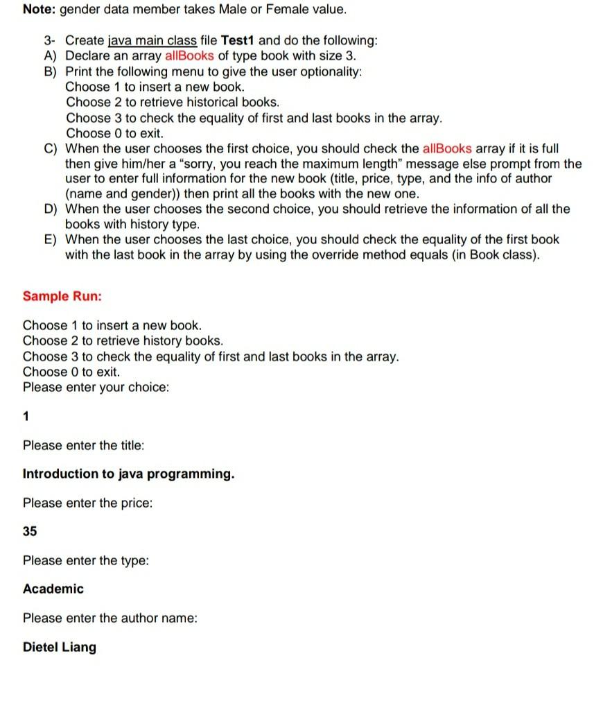 Female value. 2- Create another java class file Student inherited from Person
