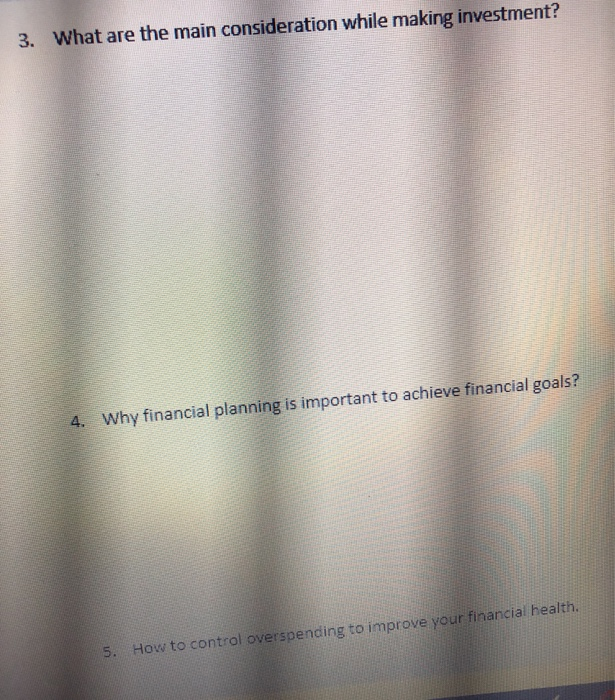 d. Emergency Fund e. Preferred Stock 2. Differentiate between technical analysis and