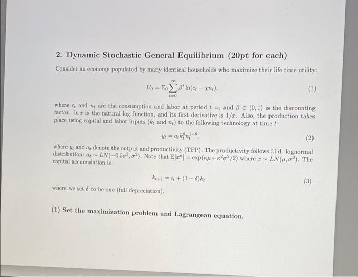  please write the answers in paper 2. Dynamic Stochastic General Equilibrium