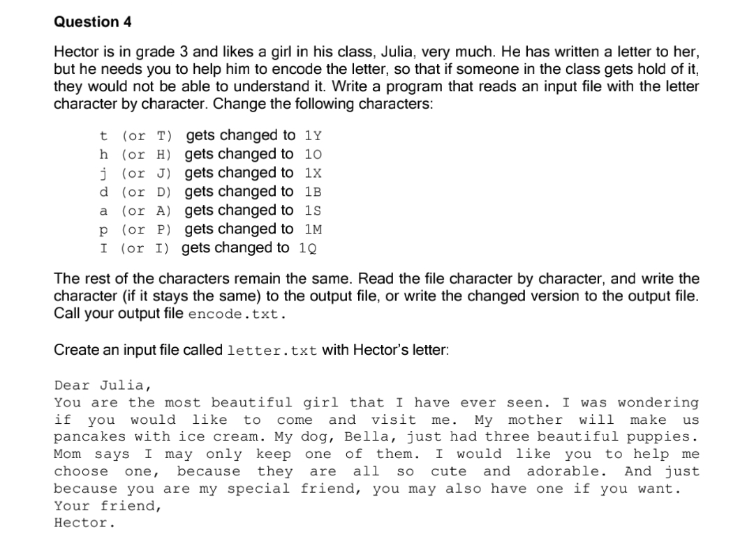  Question 4 Use c++ only please. Hector is in grade 3