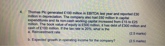  Thomas Plc generated 100 million in EBITDA last year and reported