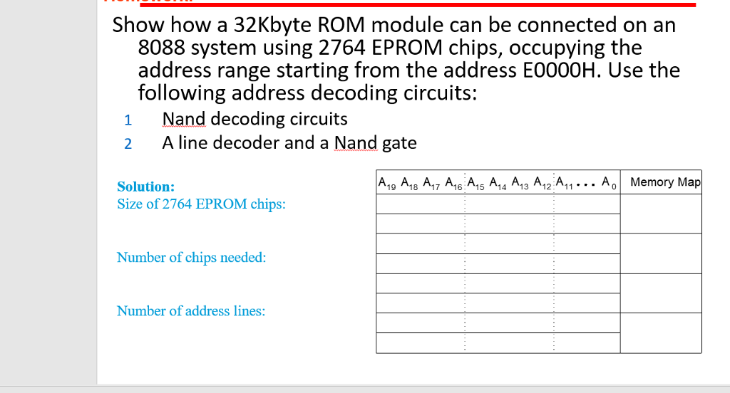  Show how a 32Kbyte ROM module can be connected on an