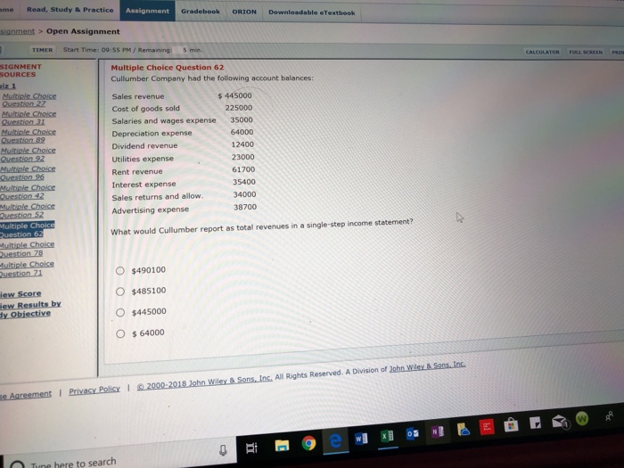  ome Read, Study & Practice Assignment Gradebook ORION Downloadable eTextbeok signment