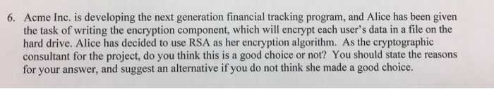  Acme Inc. is developing the next generation financial tracking program, and