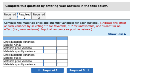 and Finishing. Each of the products uses two raw materials-X442 and Y661