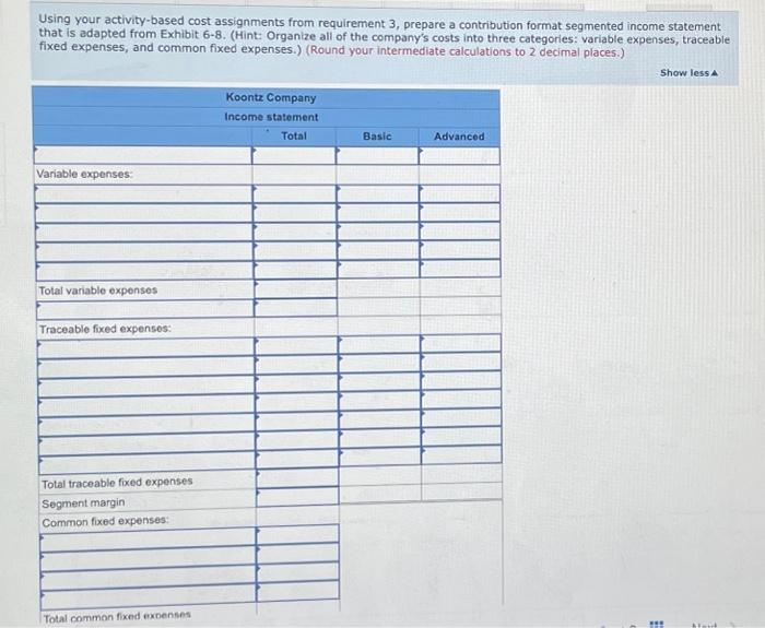is shown below for the most recent year (he allocated selling and