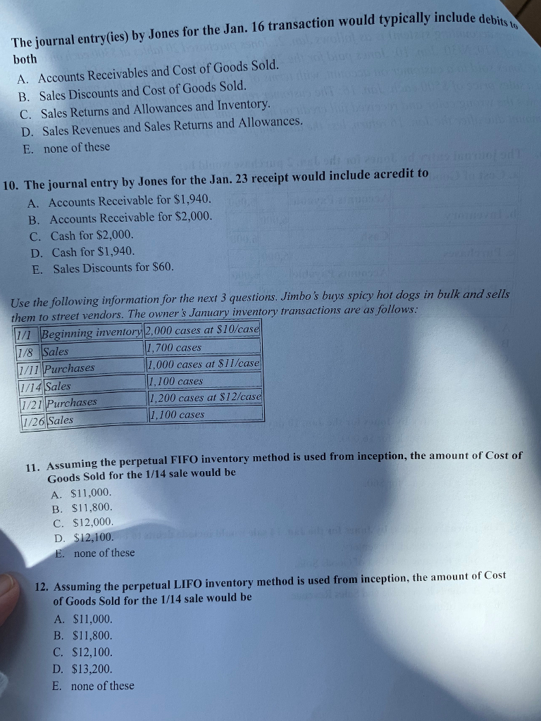 Please help with these accy questions. tion would typically include debit