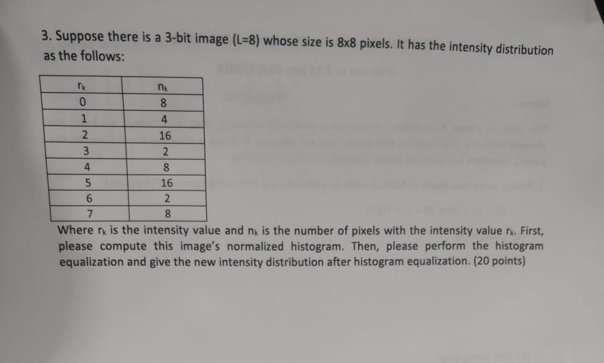 3. Suppose there is a 3-bit image (L-8) whose size is