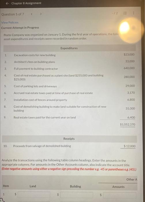  Chapter 8 Assignment Question 5 of 7 View Policies Current Attempt