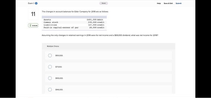  Exam 1 Help Save&Eit Submit The changes in account belences for