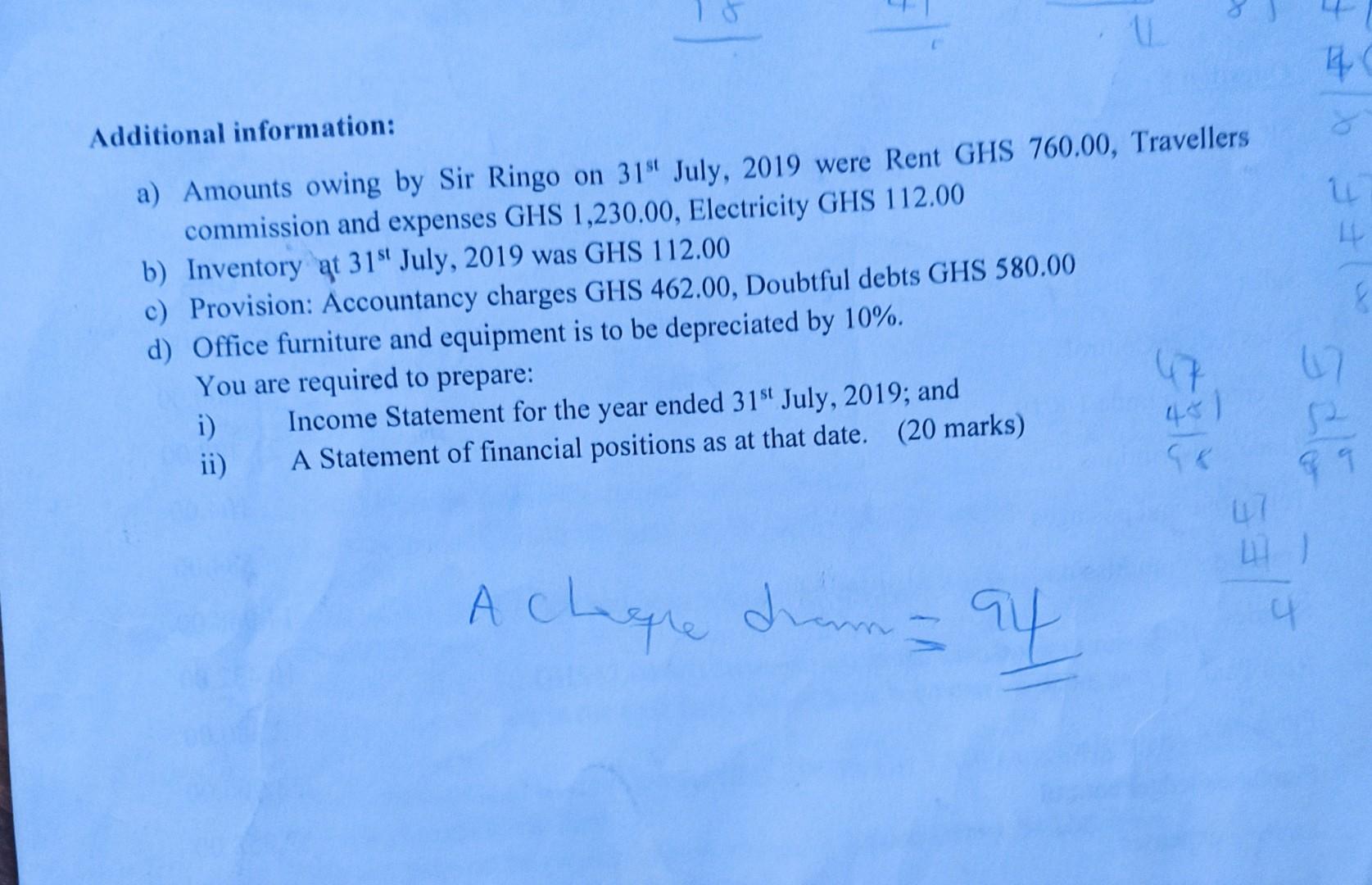 URGENT REQUEST. please help asap AL 40 Additional information: a) Amounts owing