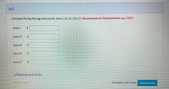 a selling price of $7 and a sale of 360 units on