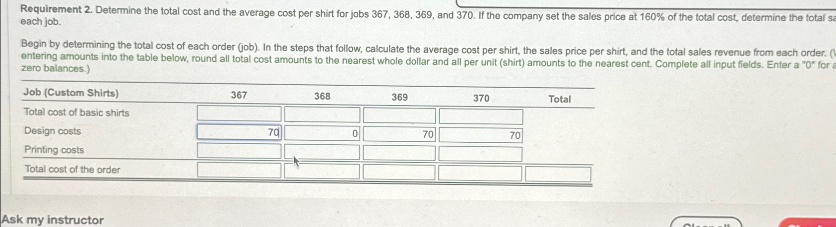  Requirement 2. Determine the total cost and the average cost per