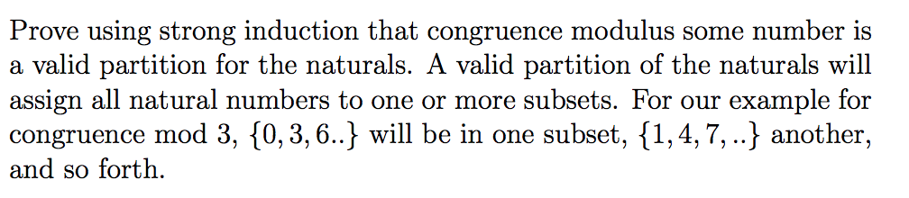  Prove using strong induction that congruence modulus some number is a
