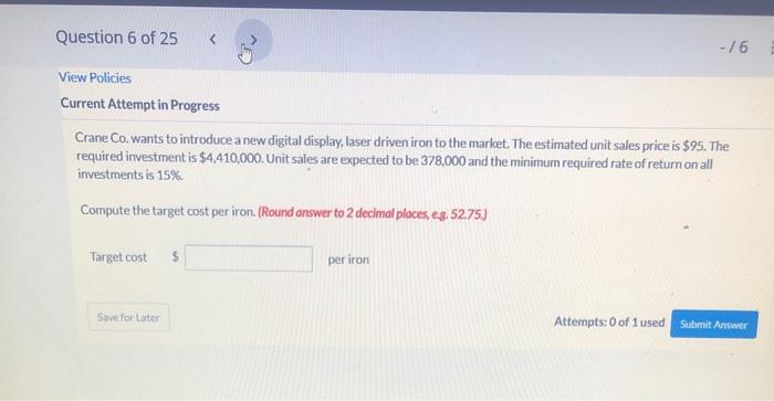 how do i find this? please help Question 6 of 25