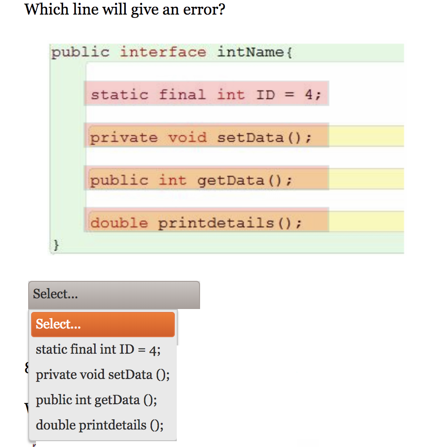 Which line will give an error? public interface i ntName t