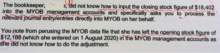 please answer,how to input the closing stock figure and how to process