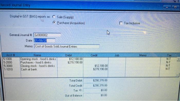 the relevant journal entry The bookkeeper, a, did not know how to