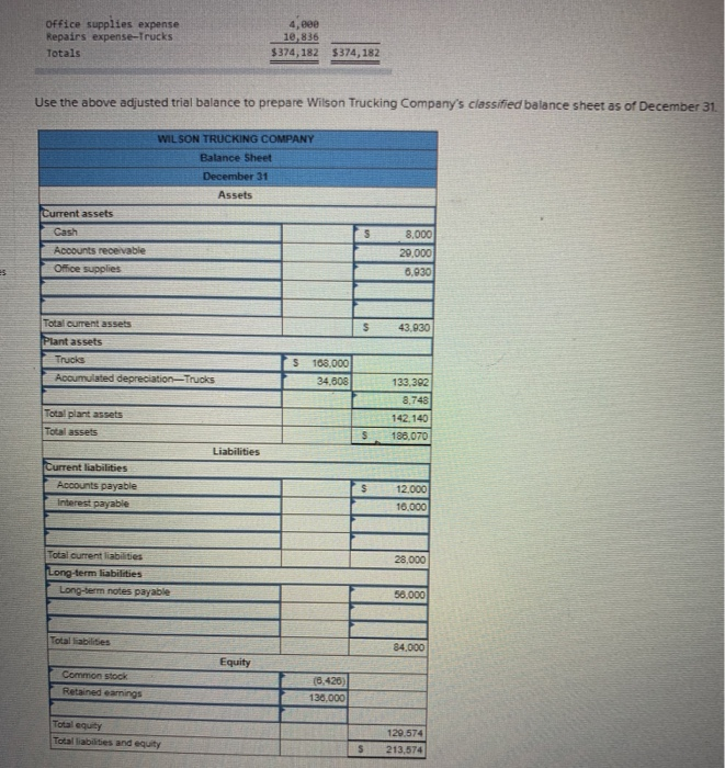 45, eee Account Title Cash Accounts receivable Office supplies Trucks Accumulated depreciation-Trucks