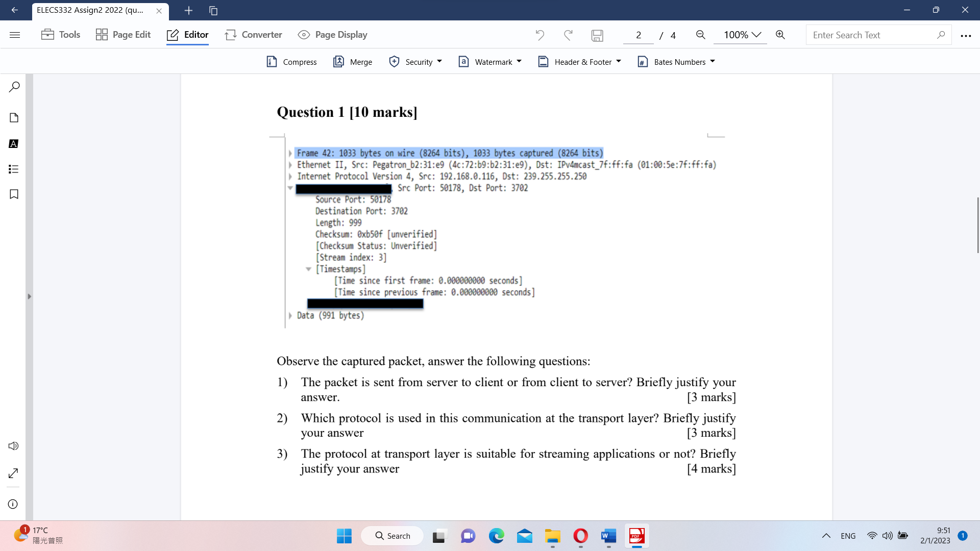 Frame 42: 1033 bytes on wire (8264 bits), 1033 bytes captured