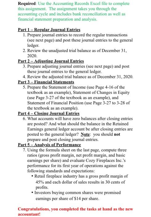 on January 3,2021. The former accountant has provided you with the following