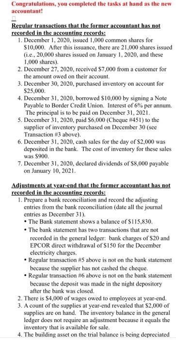 unadjusted trial balance at the end of the first year of operations