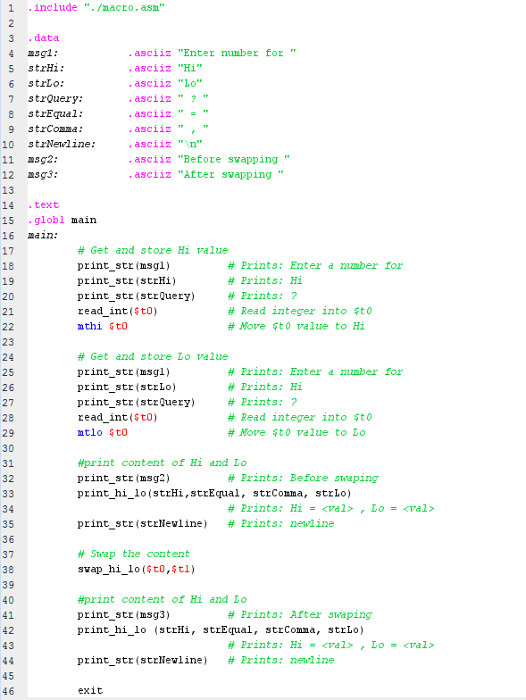 from last homework in a directory. And download second.asm in the same